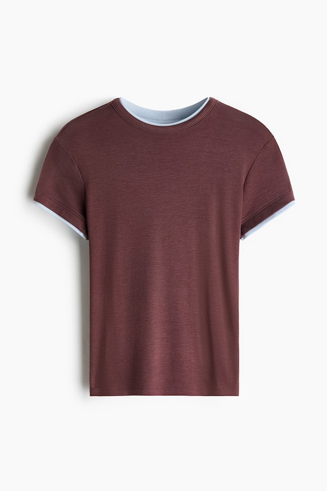 Layered-Look T-Shirt - Rust red/light blue/Yellow/brown - 1