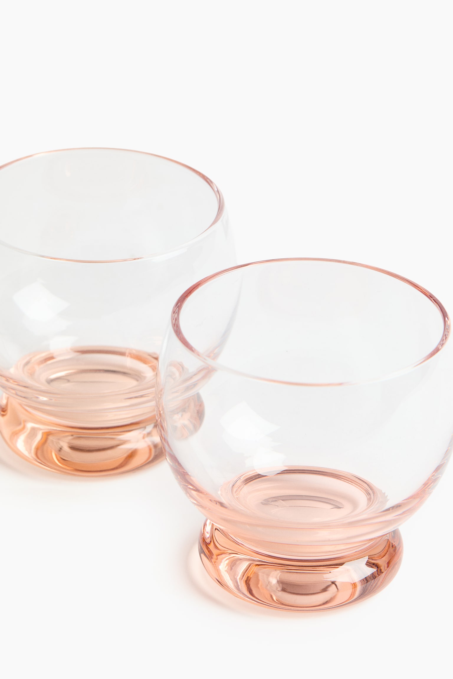 2-pack mouth-blown tumbler glasses - Light pink/Transparent/Transparent/Olive green - 3