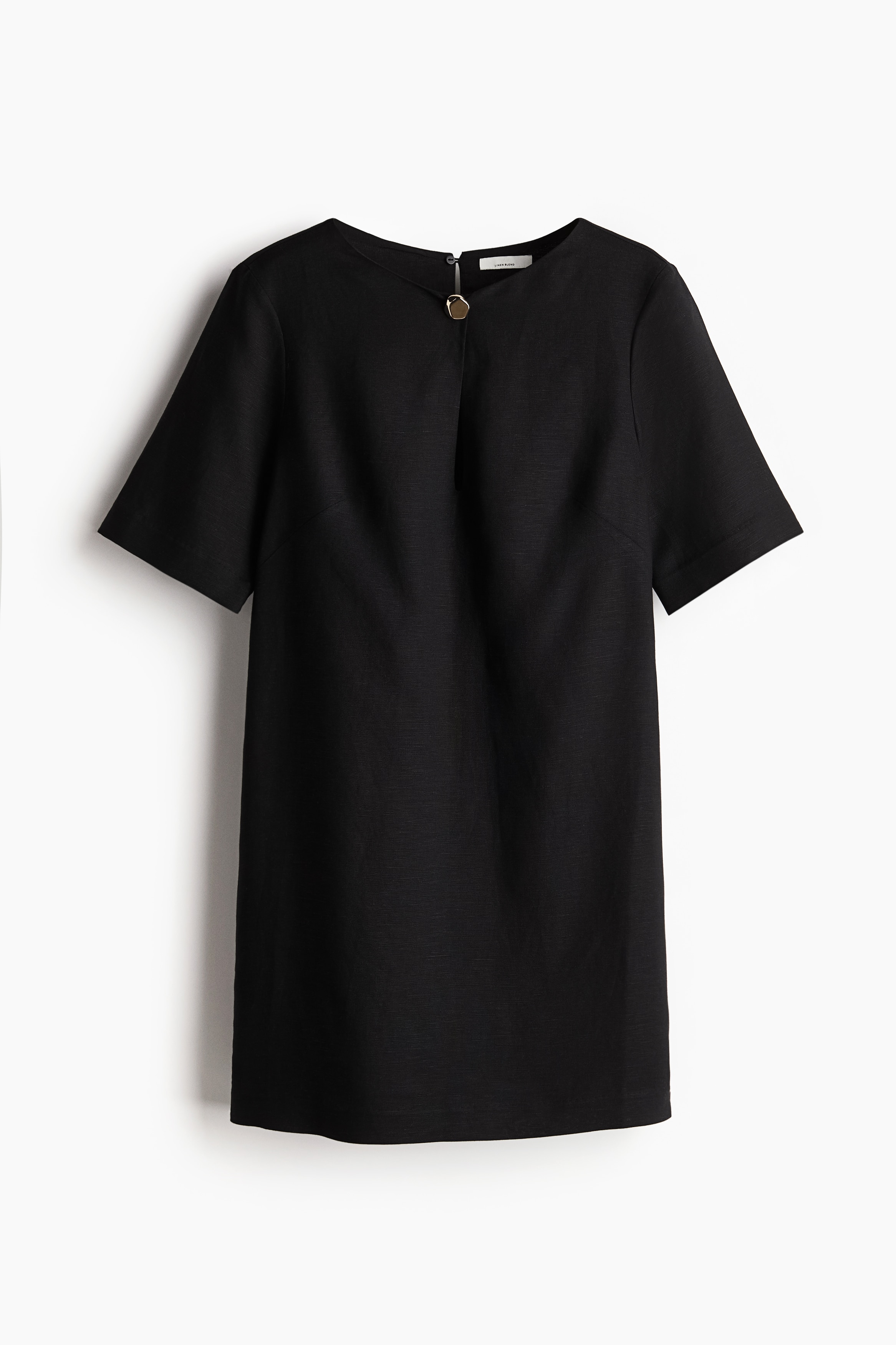 Linen-Blend Dress - Black/White