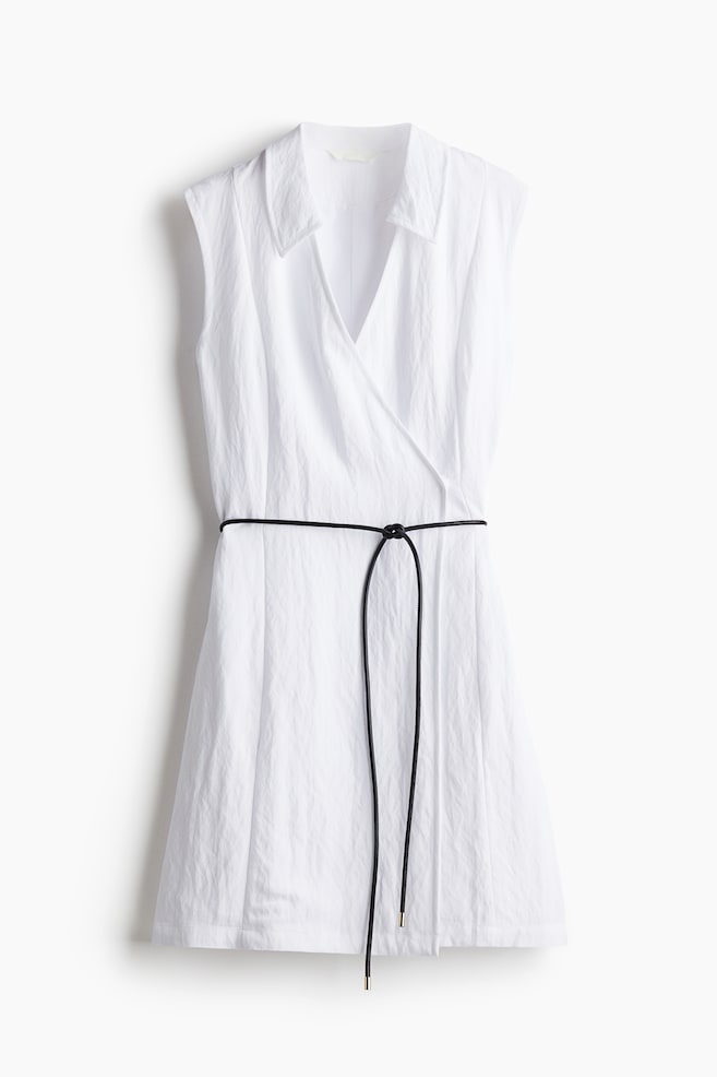 Tie-belt wrap dress - White - 1