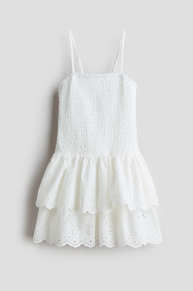 Smocked strappy dress - White/Pink/White/Floral - 1