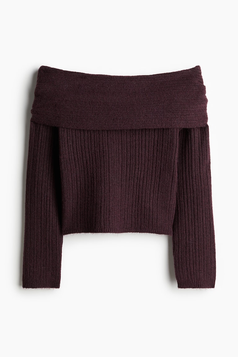 Wine Oversized Off Shoulder Jumper Oversized Slouchy Off The