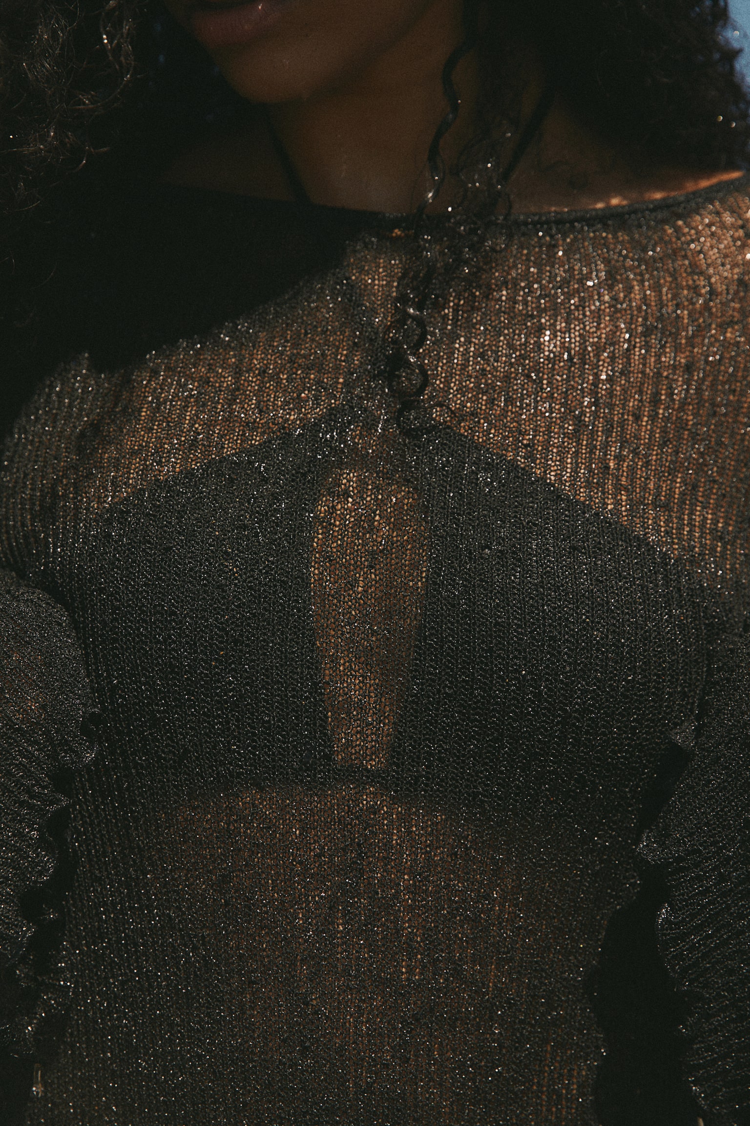 Robe en maille avec dos décolleté - Noir/Beige/Vert kaki foncé - 5
