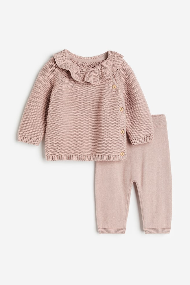 2-piece knitted cotton set - Powder pink - 1