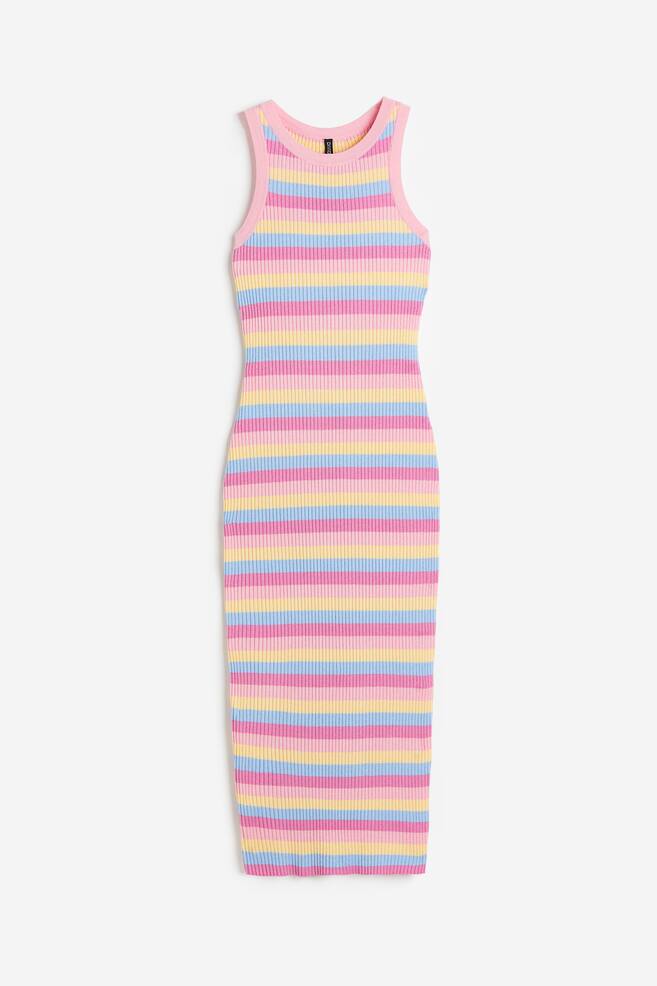 Rib-knit bodycon dress - Pink/Striped - 2
