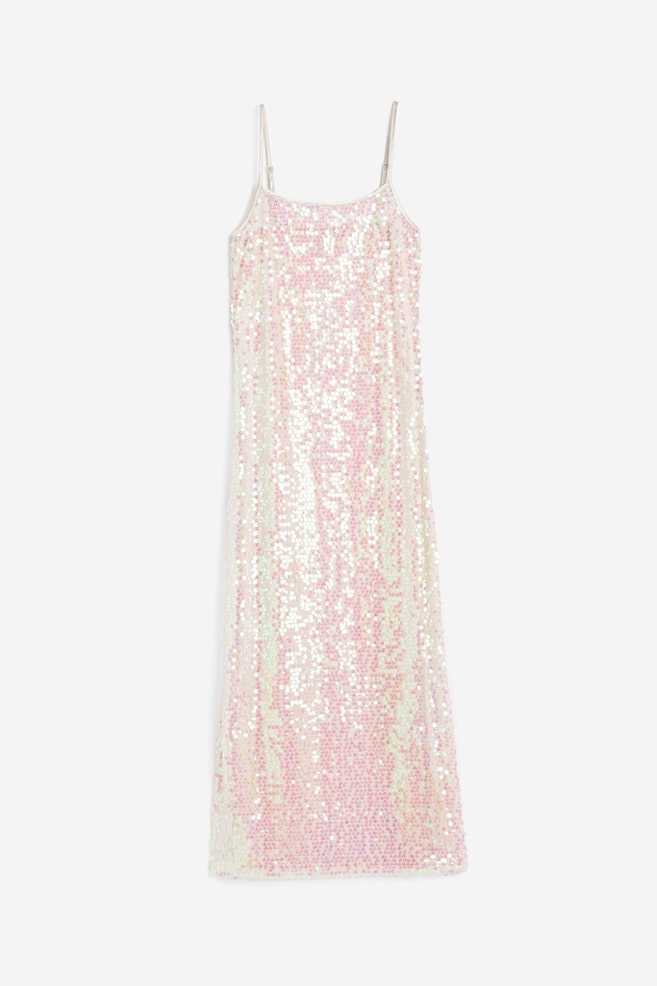 Sequined slip dress - Apricot/Silver-coloured/Black - 2