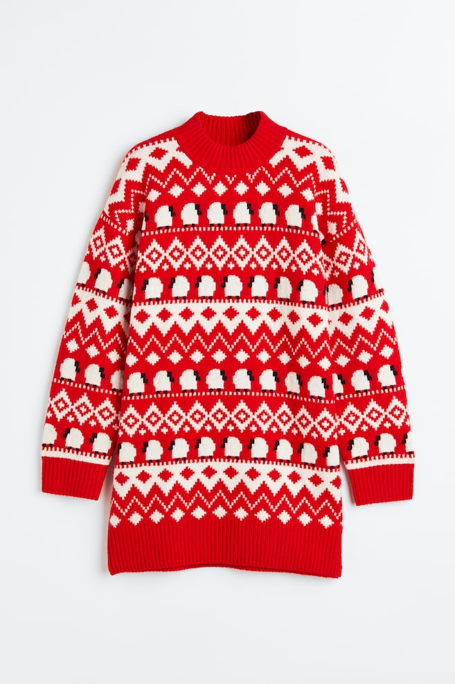 MAMA Jacquard-knit jumper - Red/Patterned/Black/Patterned - 1