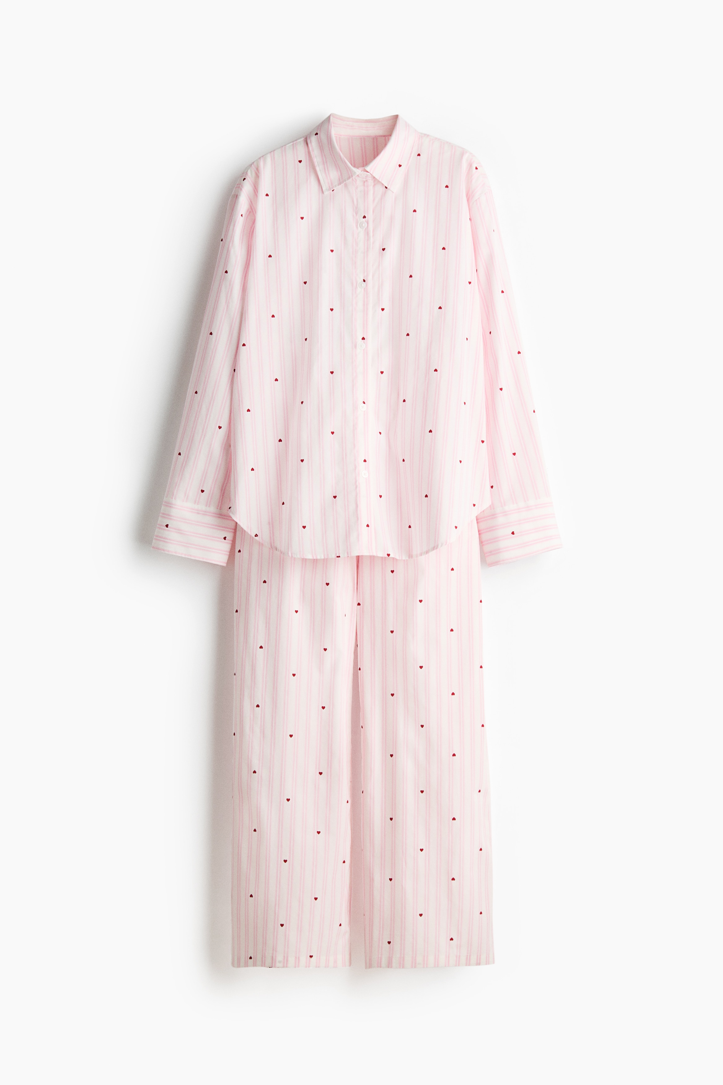 Pyjama en coton - Rose clair/cœurs/Blanc/rose/fleuri
