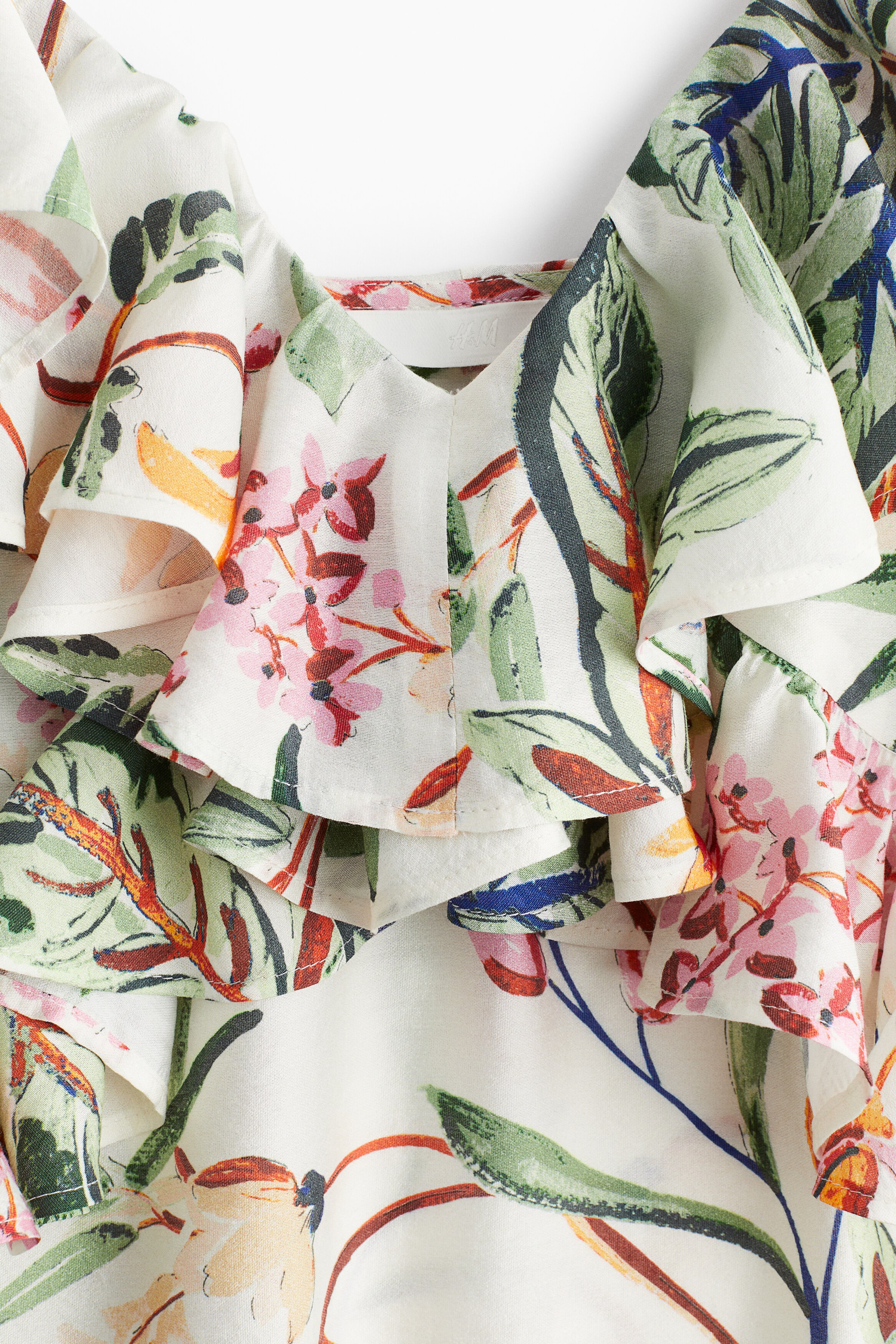 Flounced cold shoulder dress