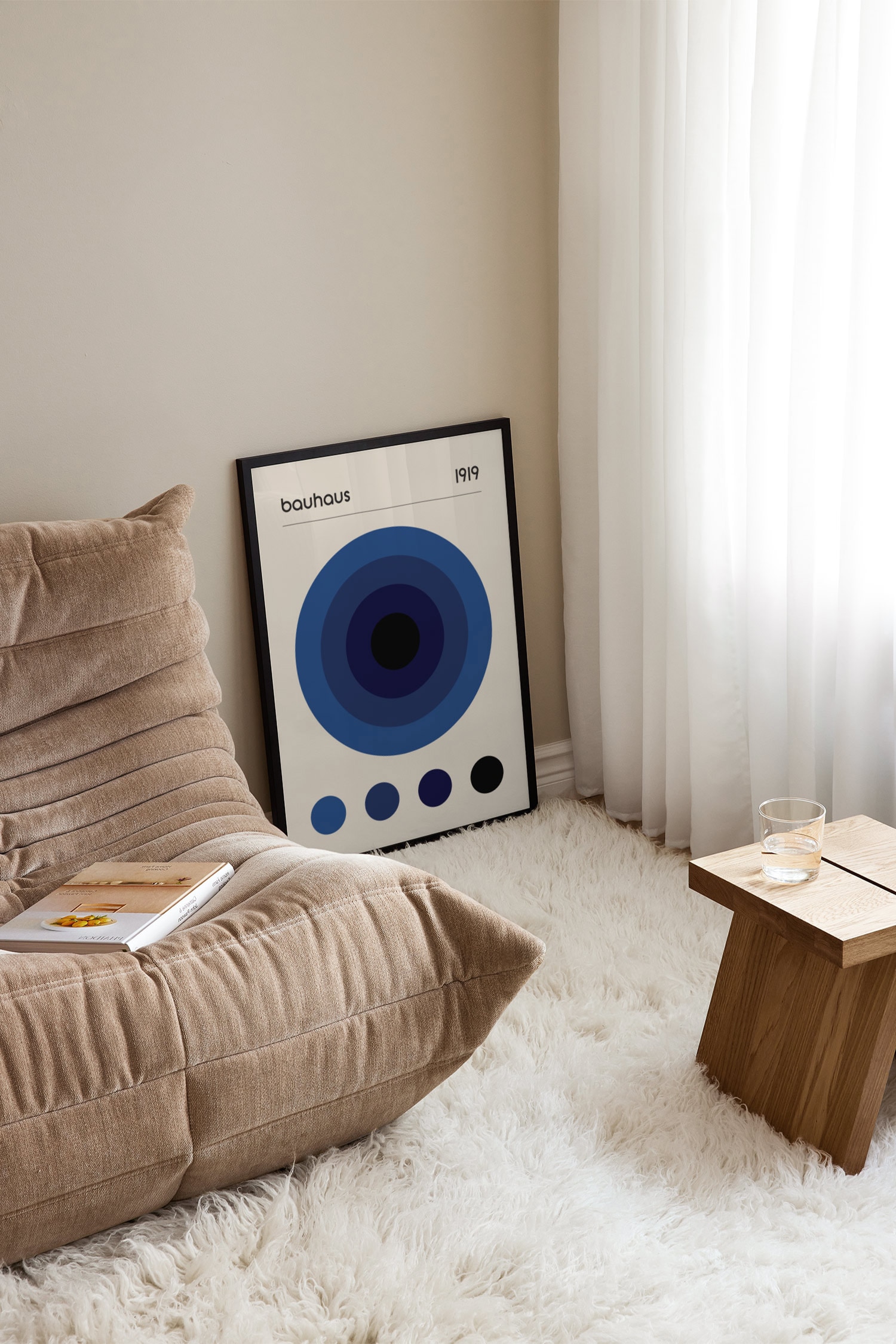 Bauhaus Blue Plakat - Blå/beige