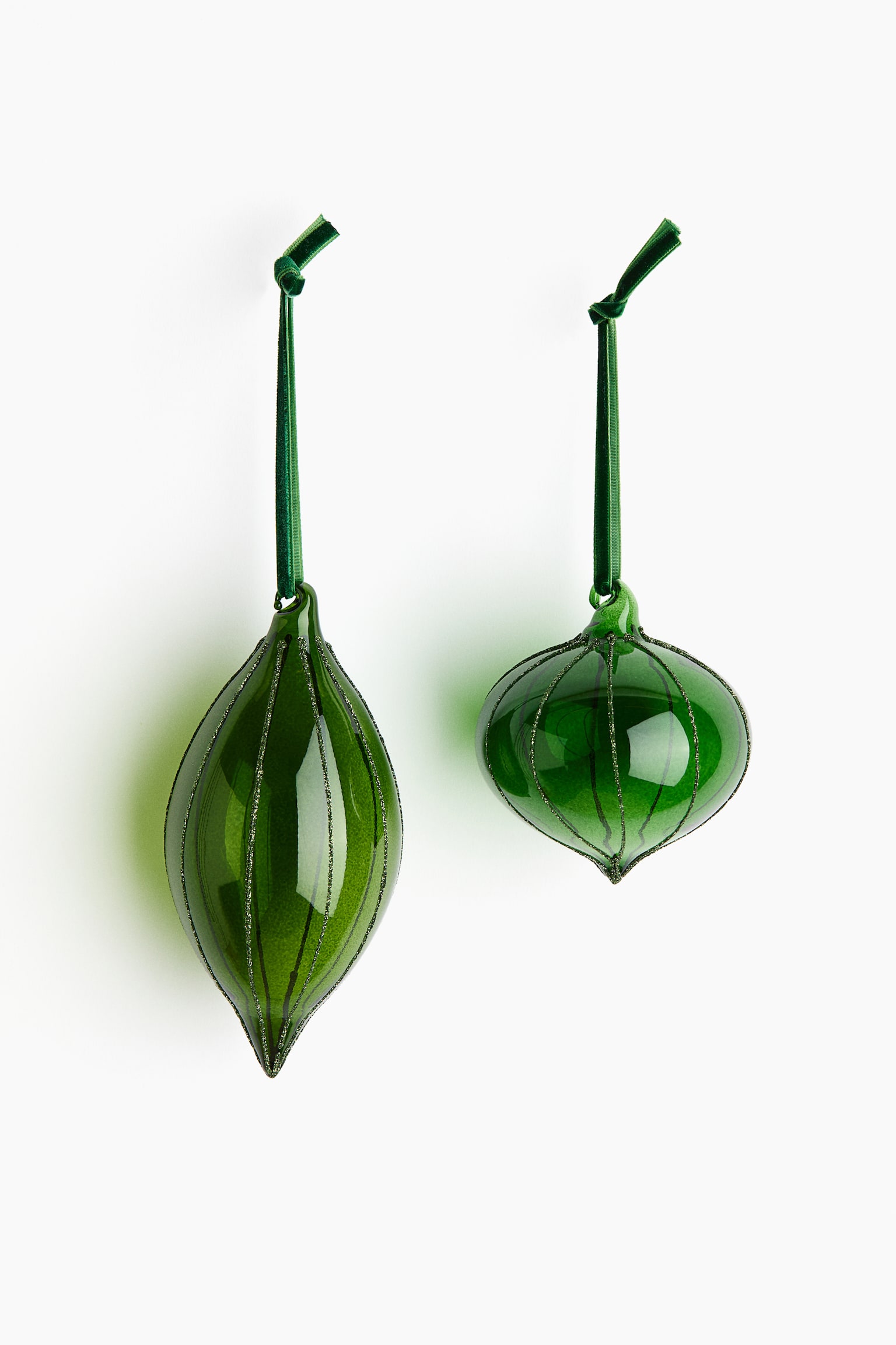2-Pack Glittery Glass Ornaments - Green/Red/Silver-colored/Gold-colored