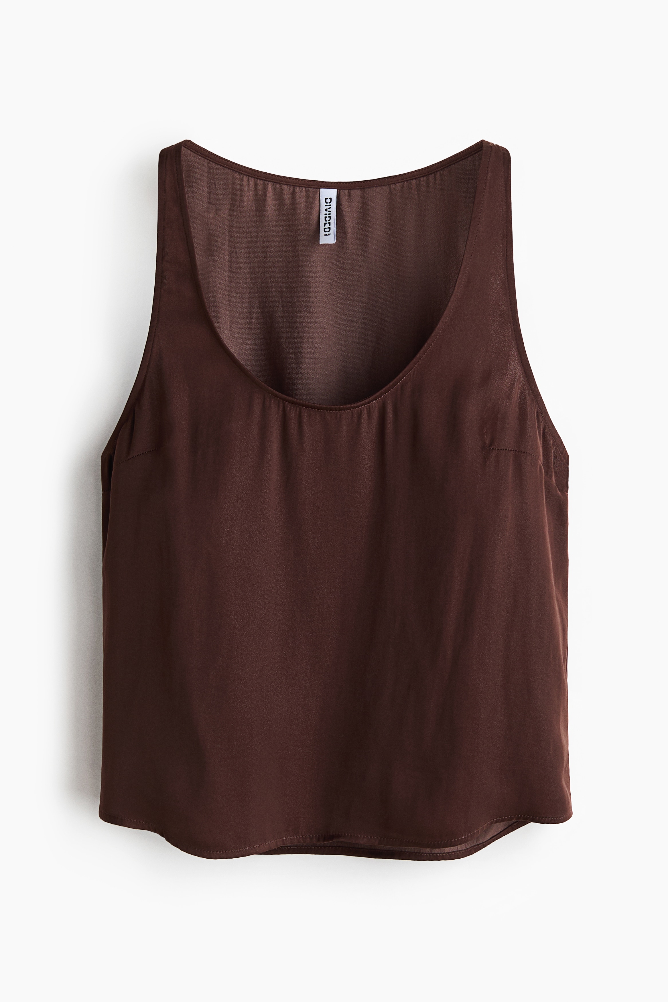 Scoop-Neck Chiffon Top-Dark brown