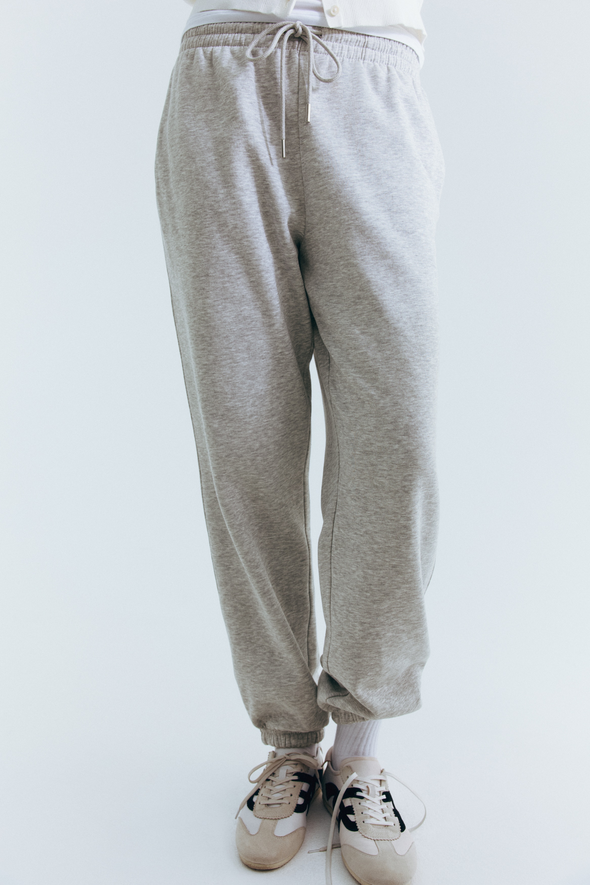 Ladies - Light grey marl Cotton-blend sweatpants - Size: M  - H&M