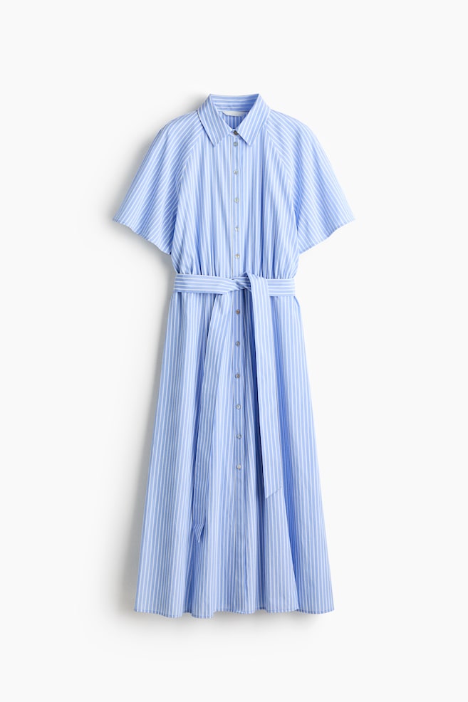 Tie-Belt Shirt Dress - Blue/striped/Blue/striped - 1