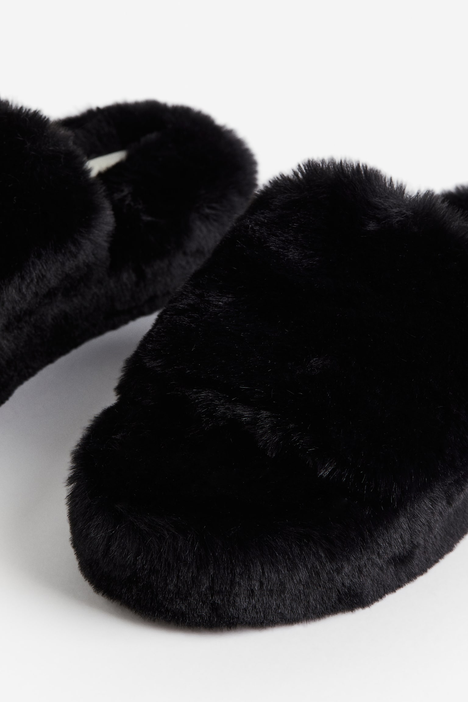 Fluffy Slippers - Black/Light beige - 4