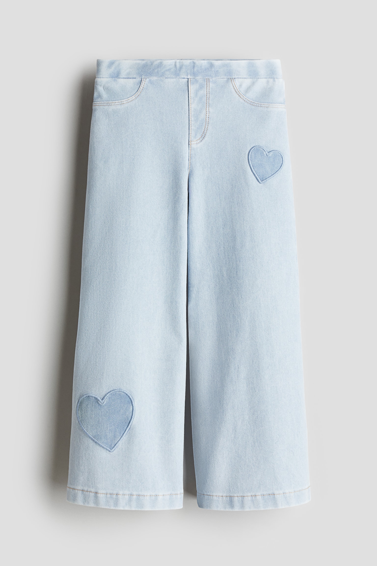 Wide denim-look trousers - Light blue/Hearts/Dark grey/Cats/Dark denim blue/Black/Dark denim blue/Dark grey/Light denim blue - 1