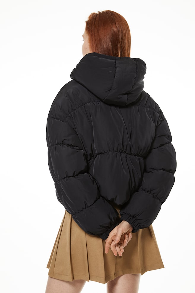 Hooded puffer jacket - Black/White - 5