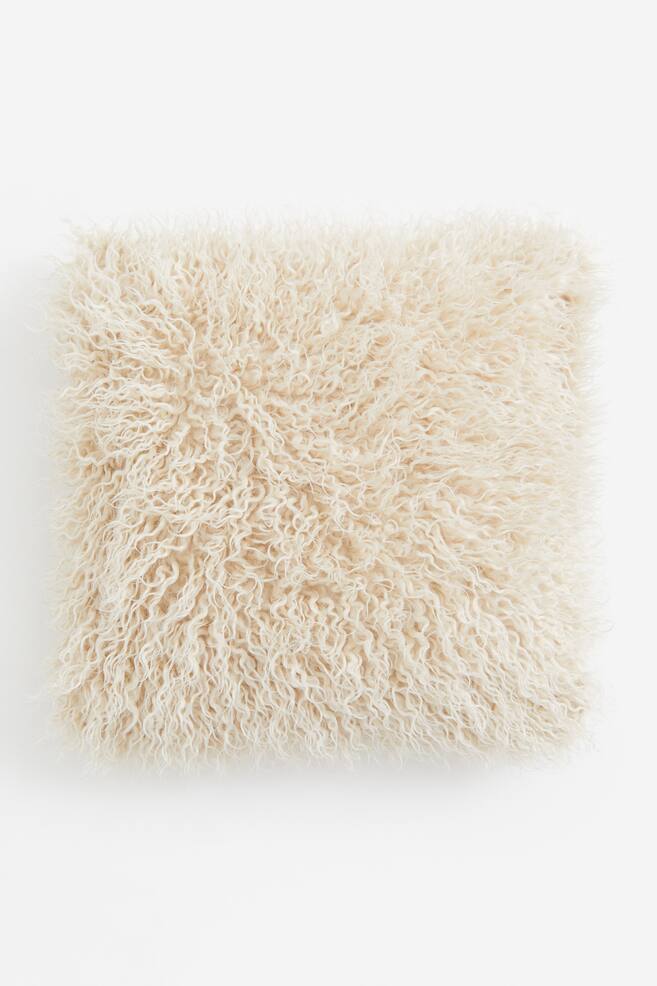 Fluffy cushion cover - Light beige/Brown  - 1