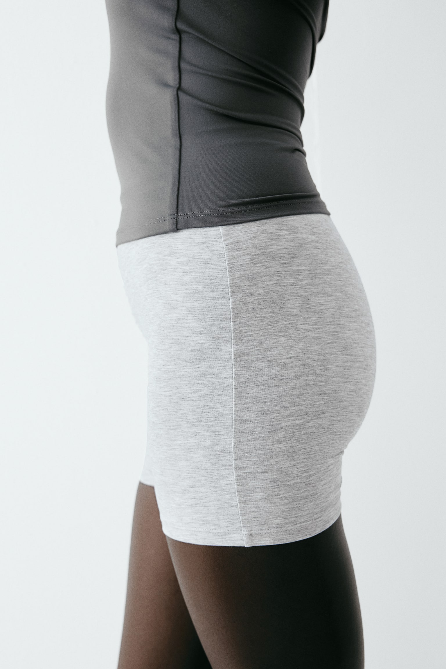 Light Shape Cotton Bike Shorts - Light grey marle - 4