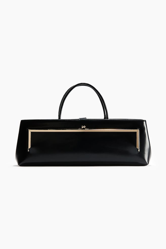 Elongated Coated Handbag - Black - 1