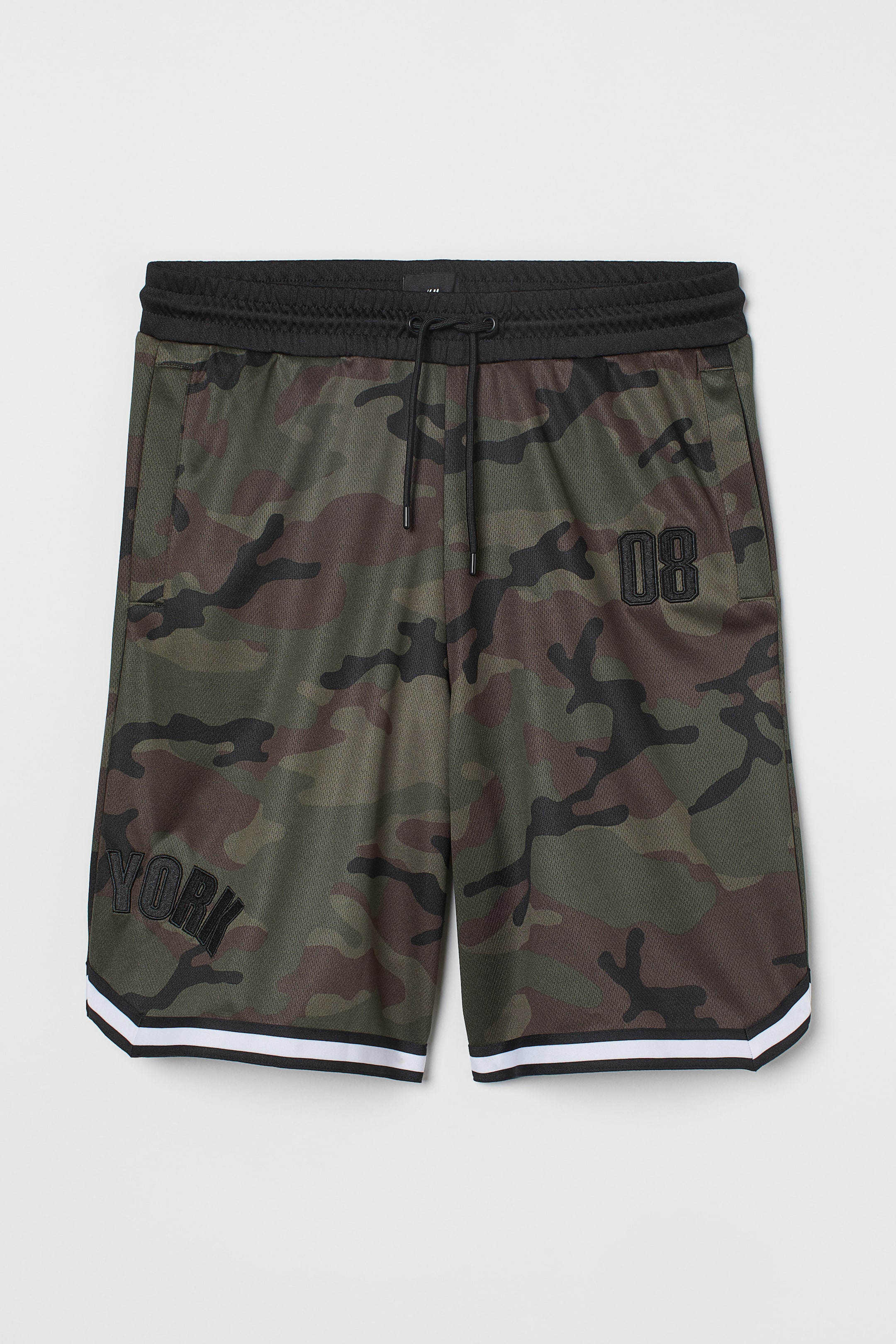 Mesh Shorts - Regular waist - Short - Khaki green/patterned - Men 