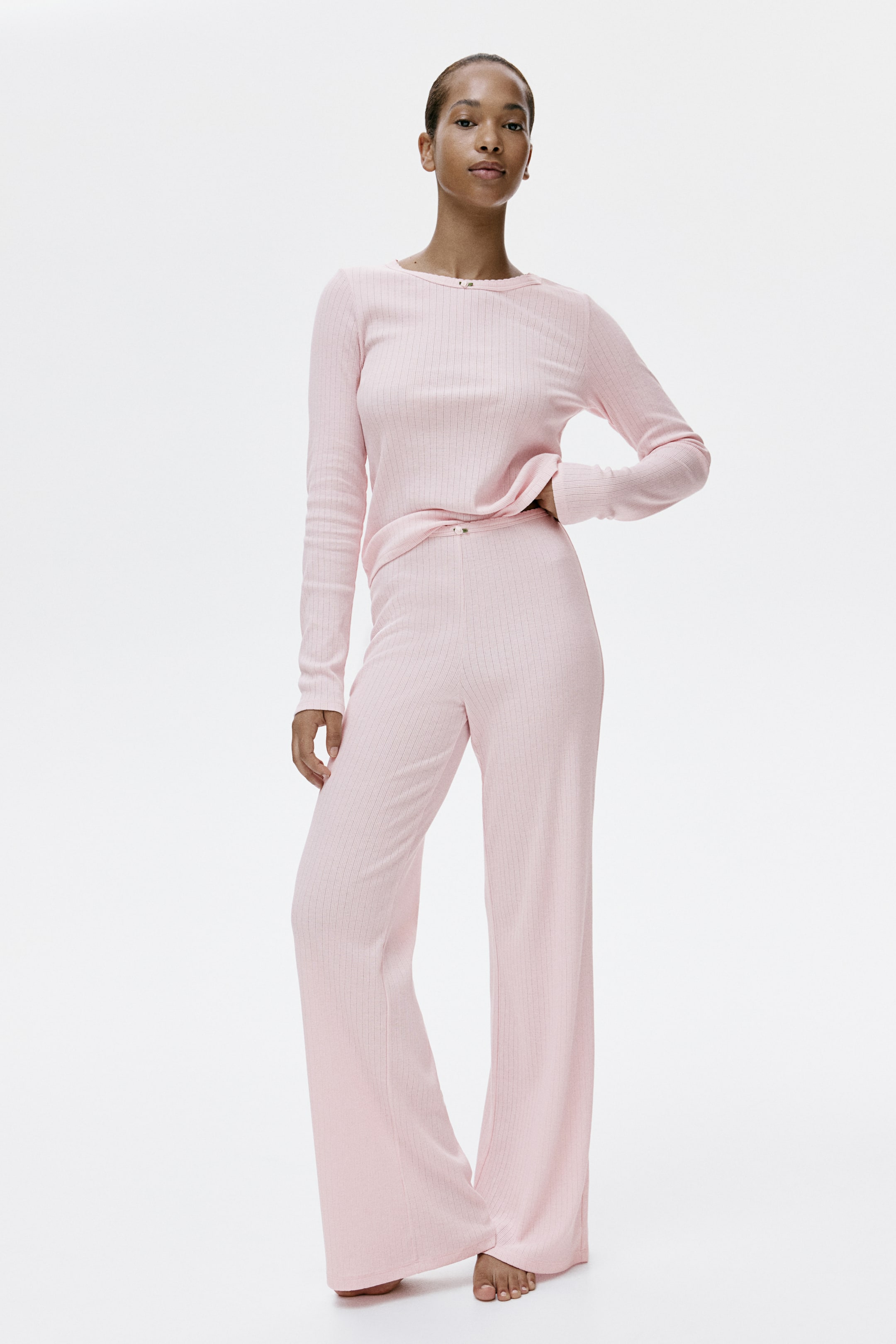 Ingrandisci l'immagine: Pigiama in jersey a coste - Rosa chiaro - DONNA | H&M CH 1