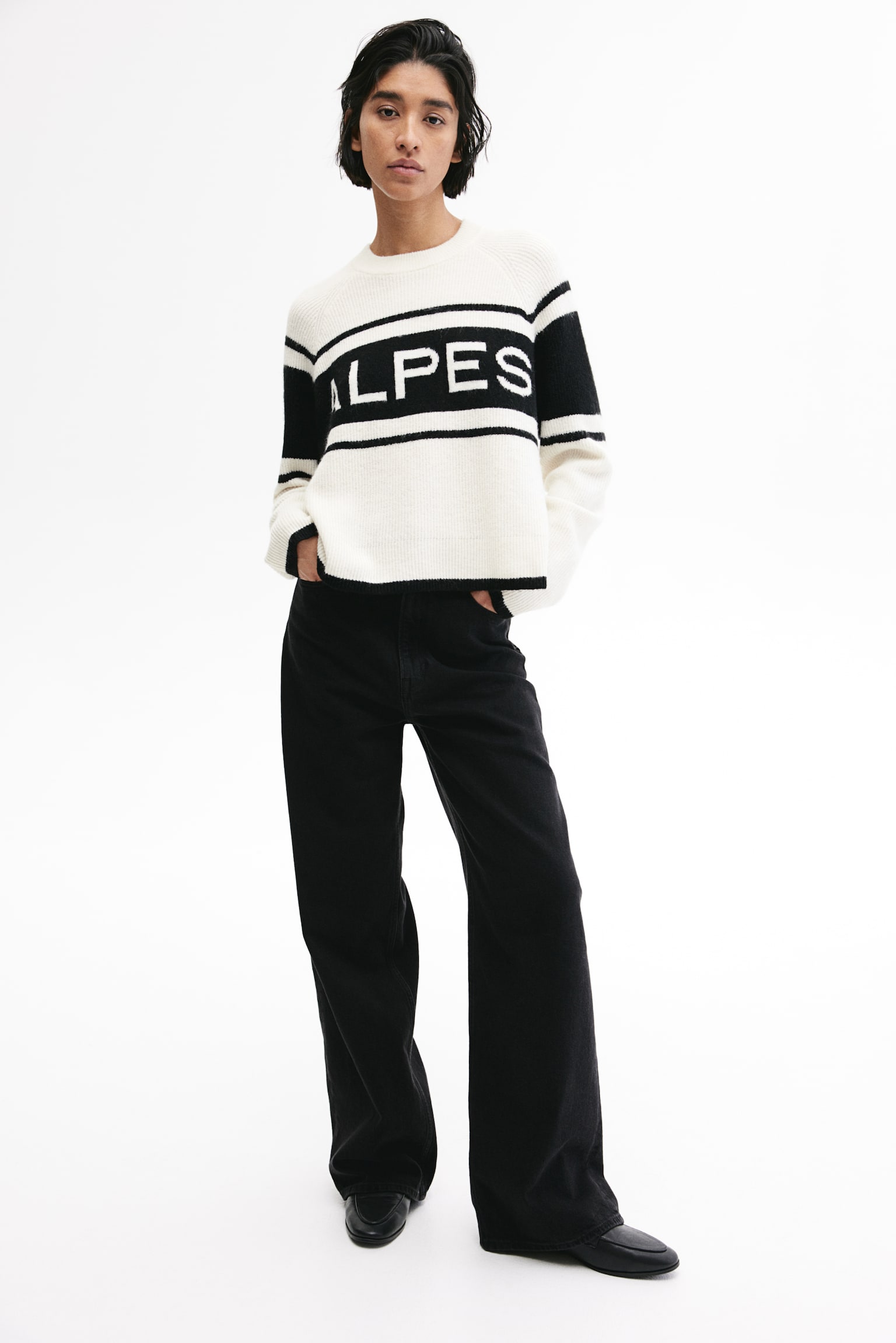 Text-motif jumper - Cream/Black - 1