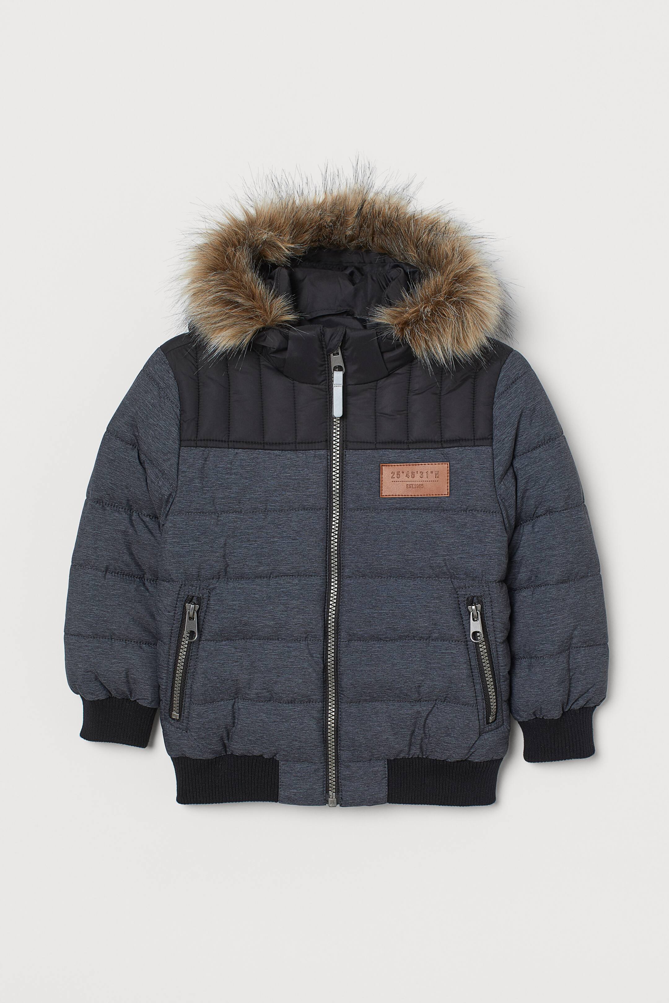 Προβολή μεγαλύτερης εικόνας: Padded jacket - Dark grey marl/Black - Kids | H&M GR 1