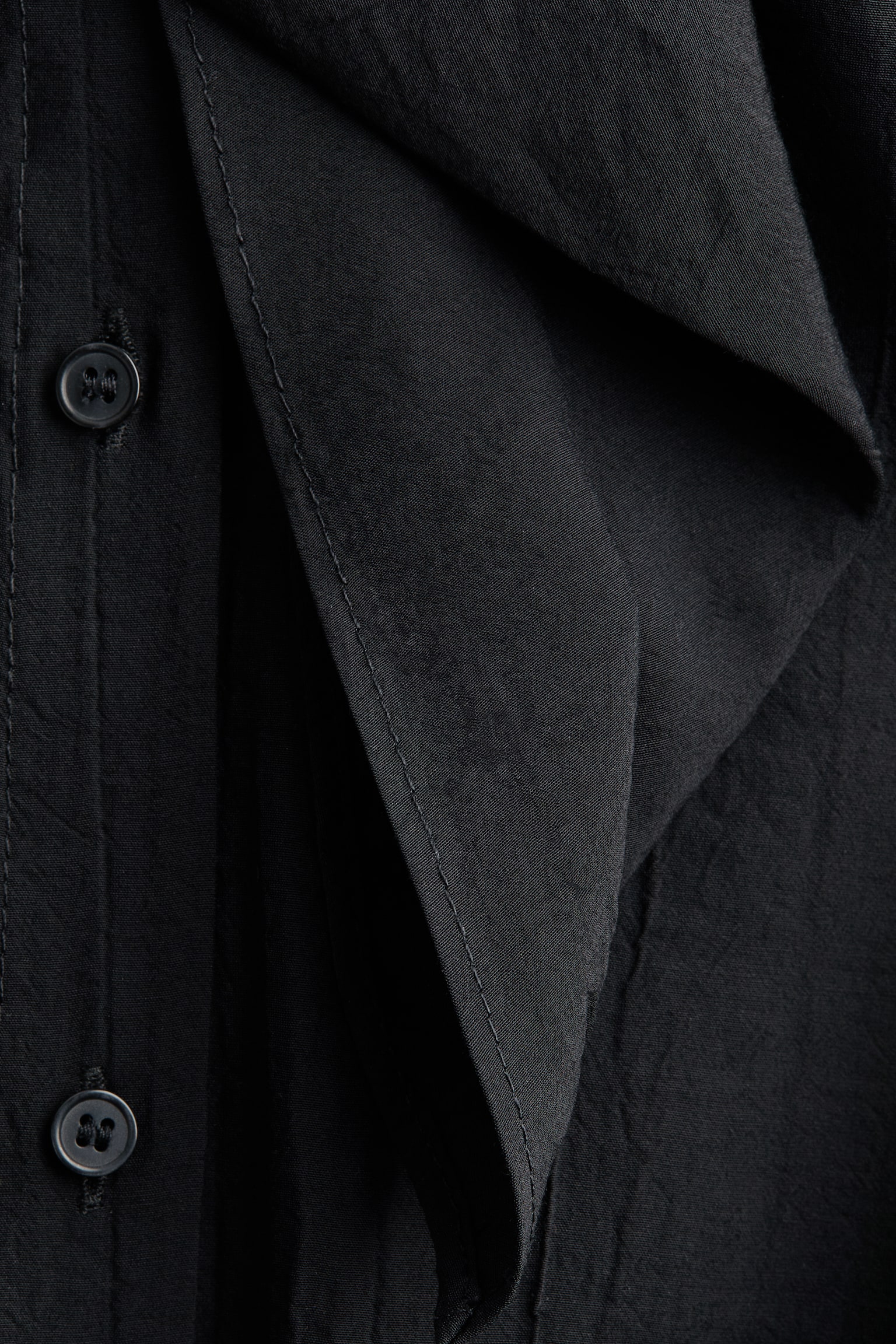 Scarf-detail shirt - Black/Light dusty turquoise - 4