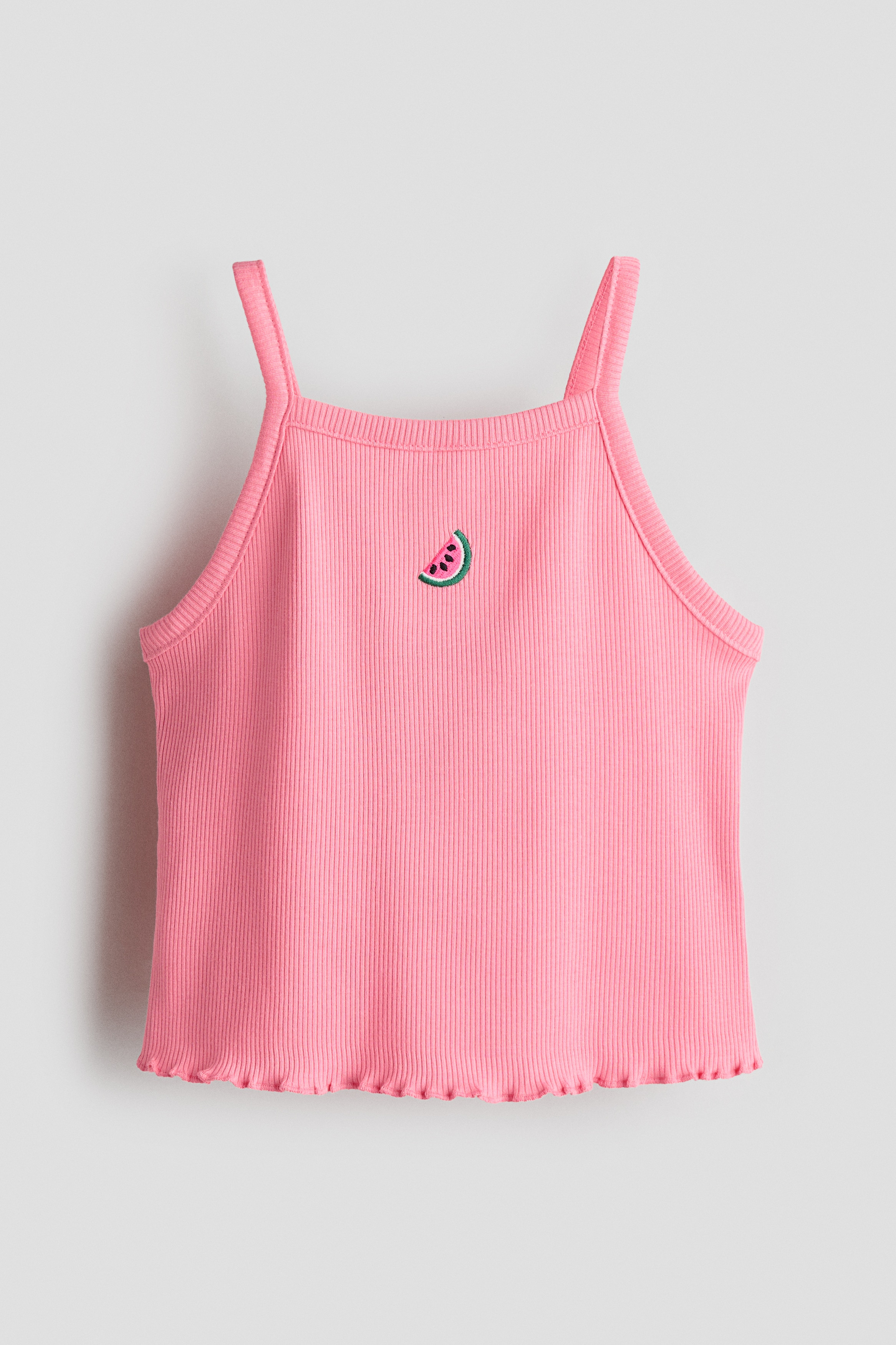 Embroidery-detail strappy top - Pink/Watermelon/White/Heart