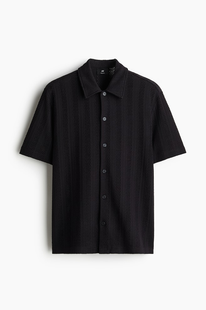Regular Fit Jacquard-Knit Shirt - Navy blue - 1