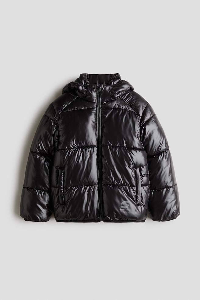 Shiny puffer jacket - Black - 1