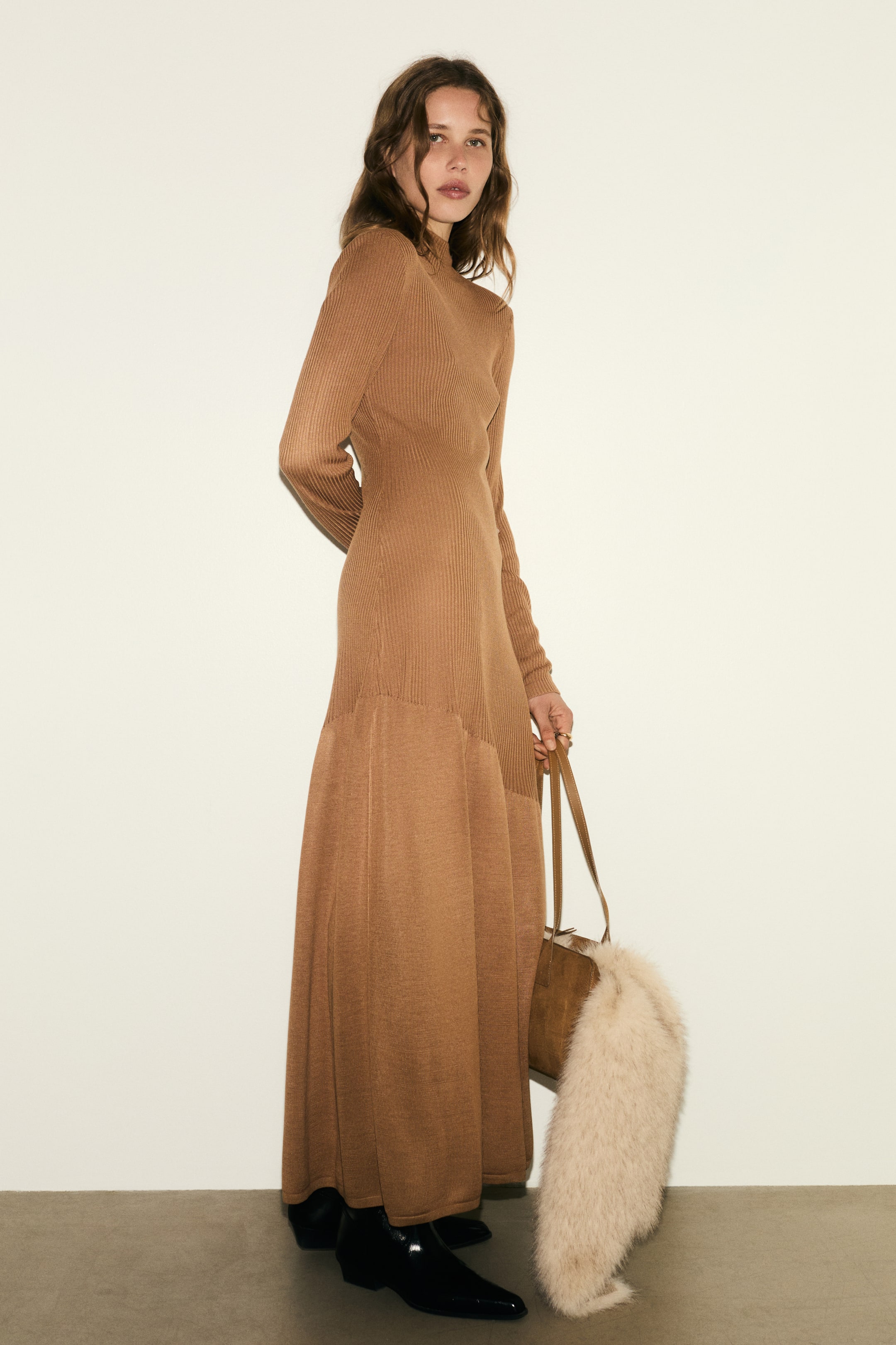 View larger image: Rib-knit dress - Dark beige - Ladies | H&M IN 1