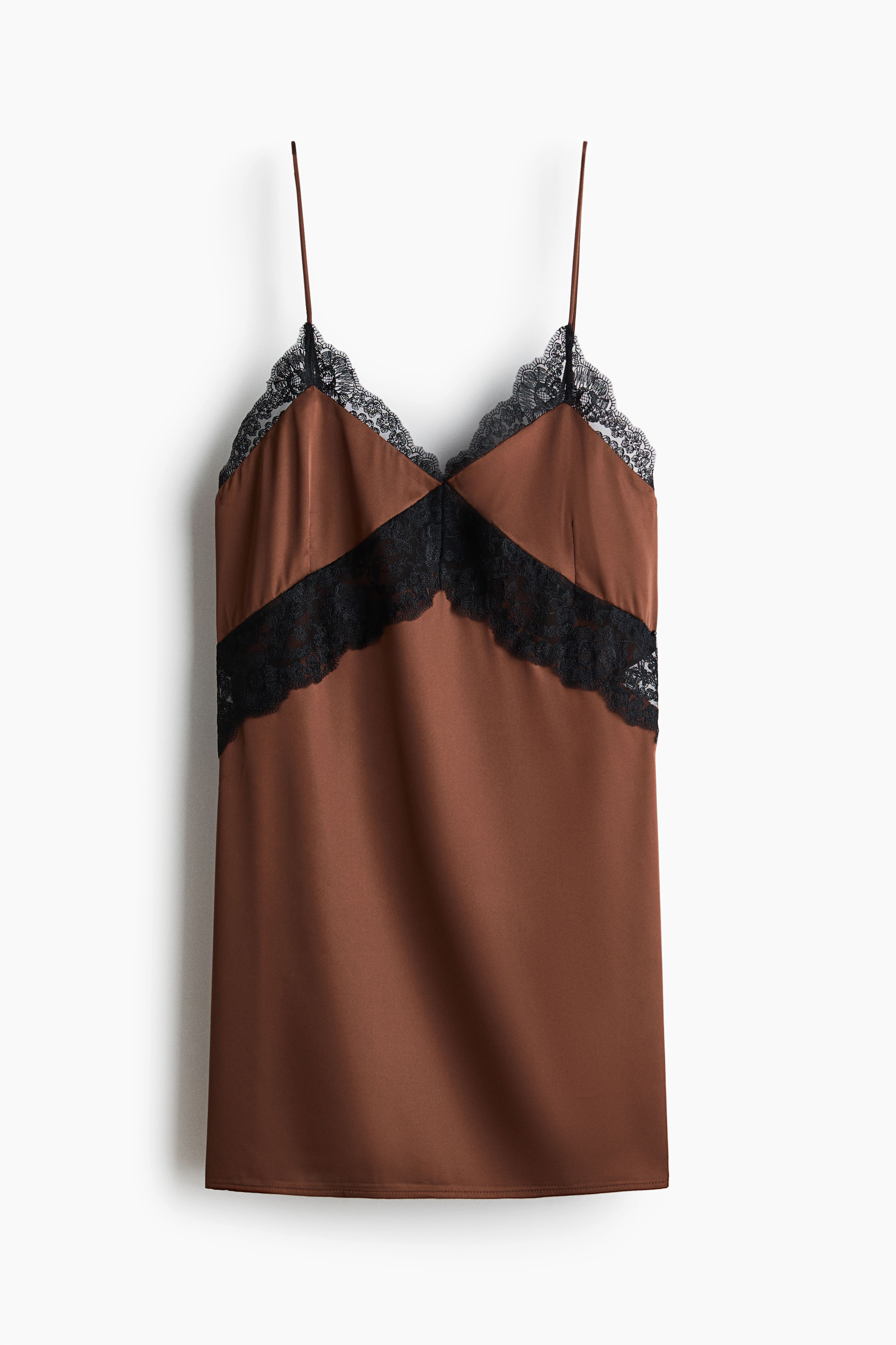 Lace-Trimmed Satin Nightgown