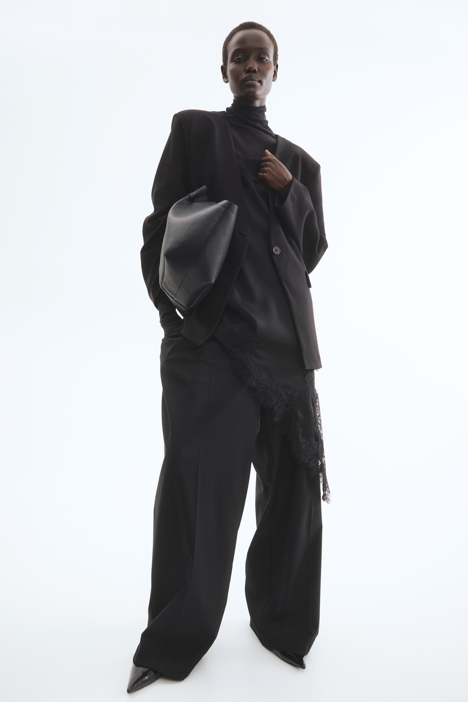 בלייזר ג'רזי ללא צווארון - שחור/חום כהה - 2