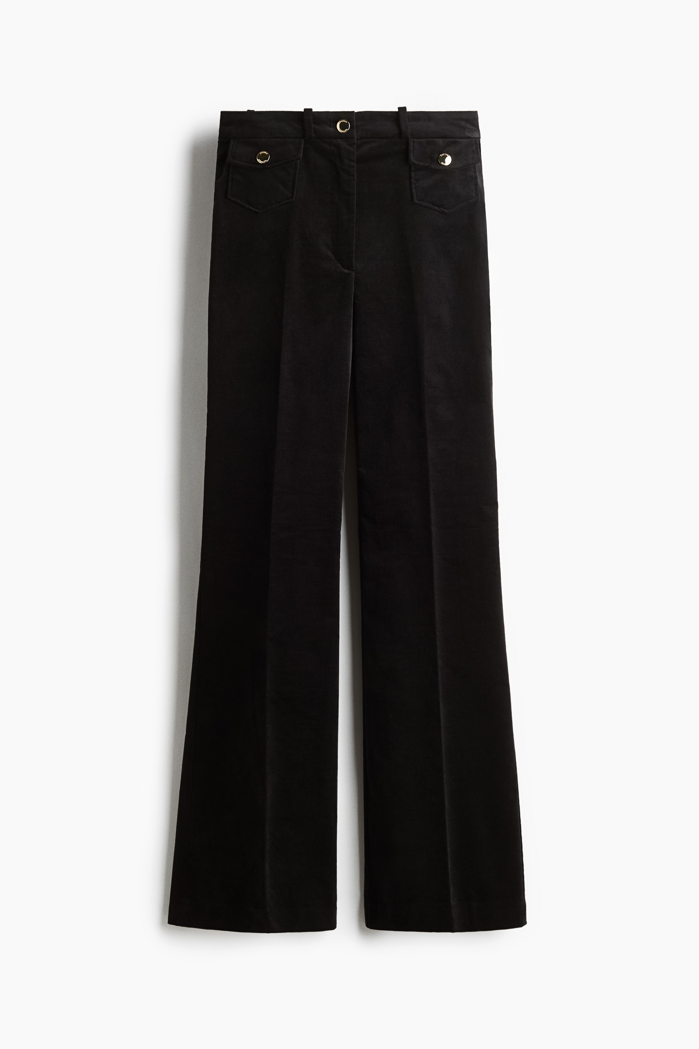 Flared velvet trousers - Black/Navy blue