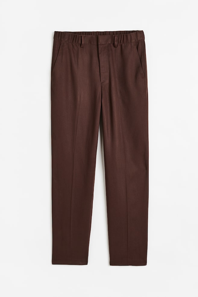 Pantaloni eleganti in lyocell Regular Fit - Marrone scuro/Beige - 1