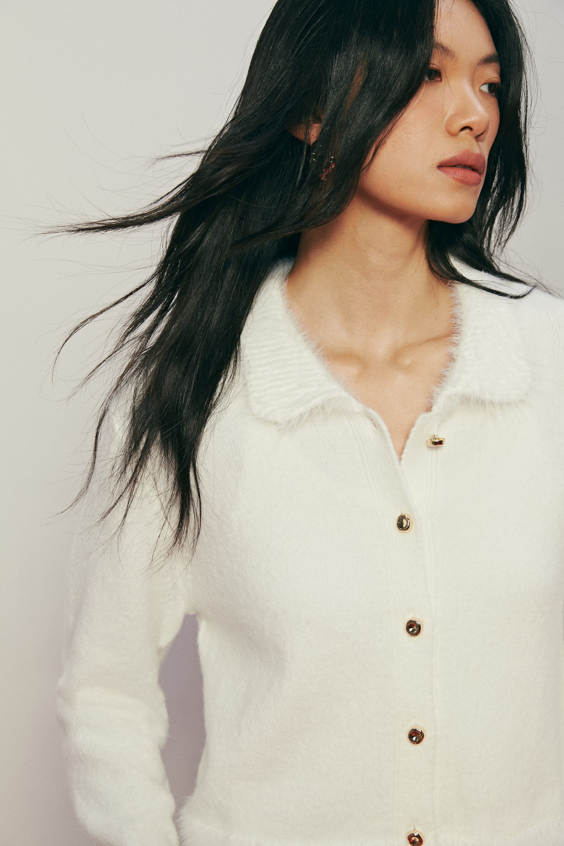 이미지 확대 보기: 칼라 가디건 - 화이트 - 여성 | H&M KR 2