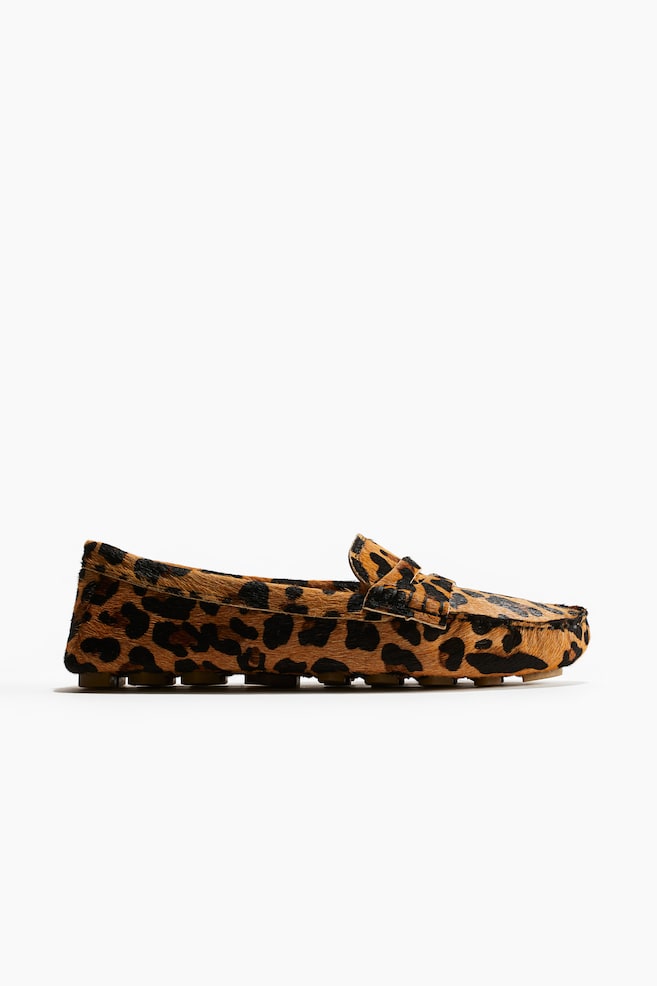 Loafers i læder - Beige/Imiteret leopard - 1