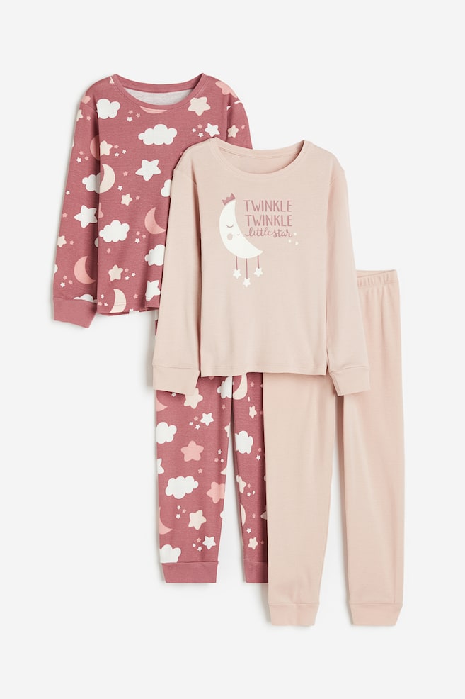 2-pack jersey pyjamas - Dark pink/Stars/Light pink/Spotted/Light purple/Unicorn/Dark grey/Teddy bears - 1