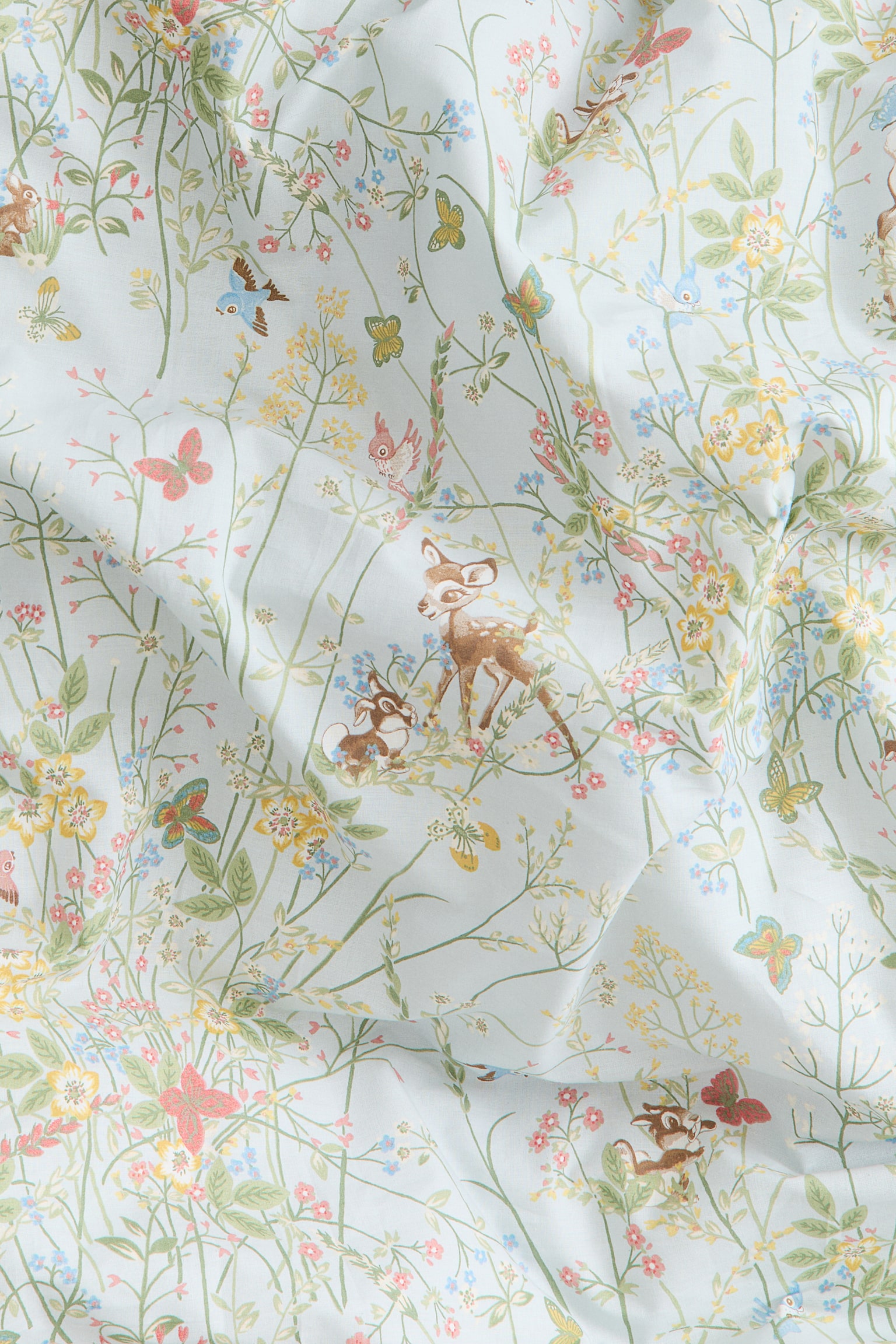 Vzorovaná sada povlečení z bavlny - Bleděmodrá/Bambi/Bílá/Bambi/Růžová/Bambi - 3