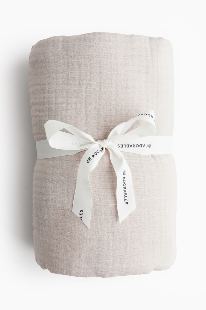 Muslin Crib Duvet Cover Set - Light taupe/Light dusty pink - 1
