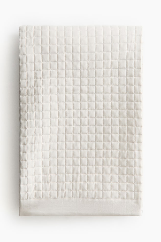 Quilted Bedspread - Light beige/Light taupe/Blue - 1