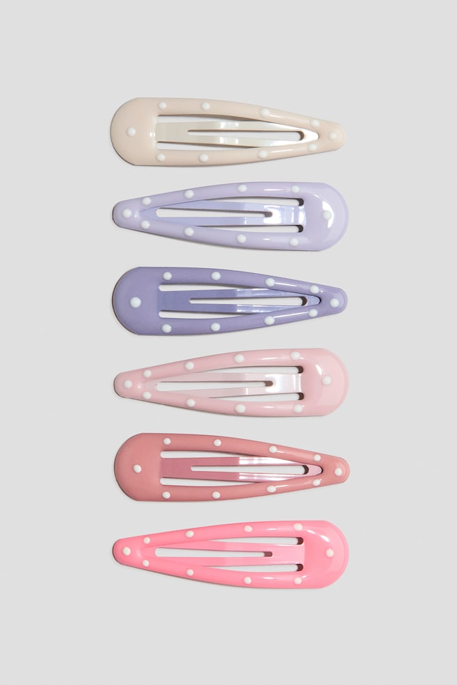 6-Pack Hair Clips - Pink/polka dot - 1
