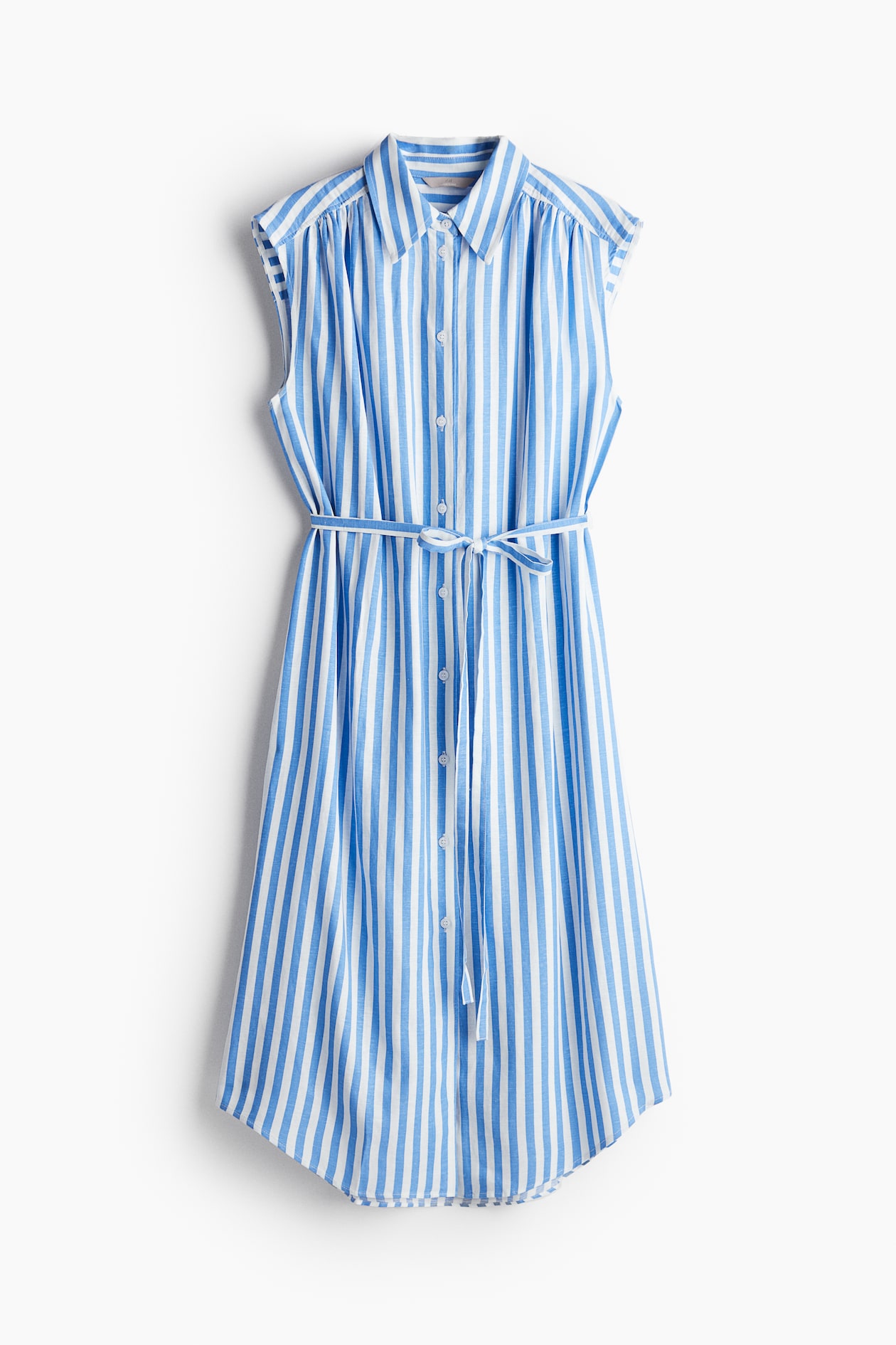 Linen-blend Shirt Dress Blue/striped Ladies H&M US