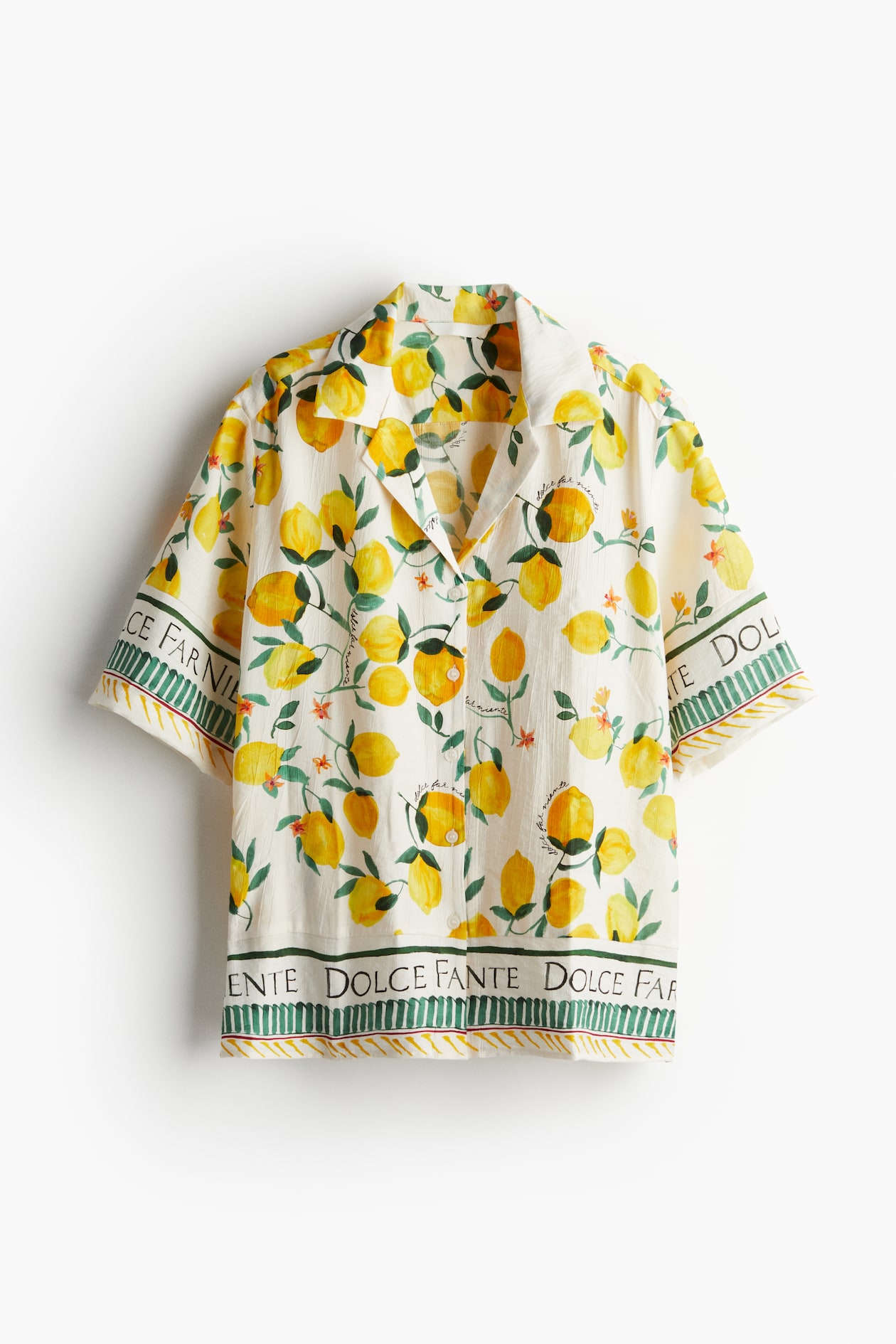 Camicia bowling oversize Crema/limoni DONNA H&M CH