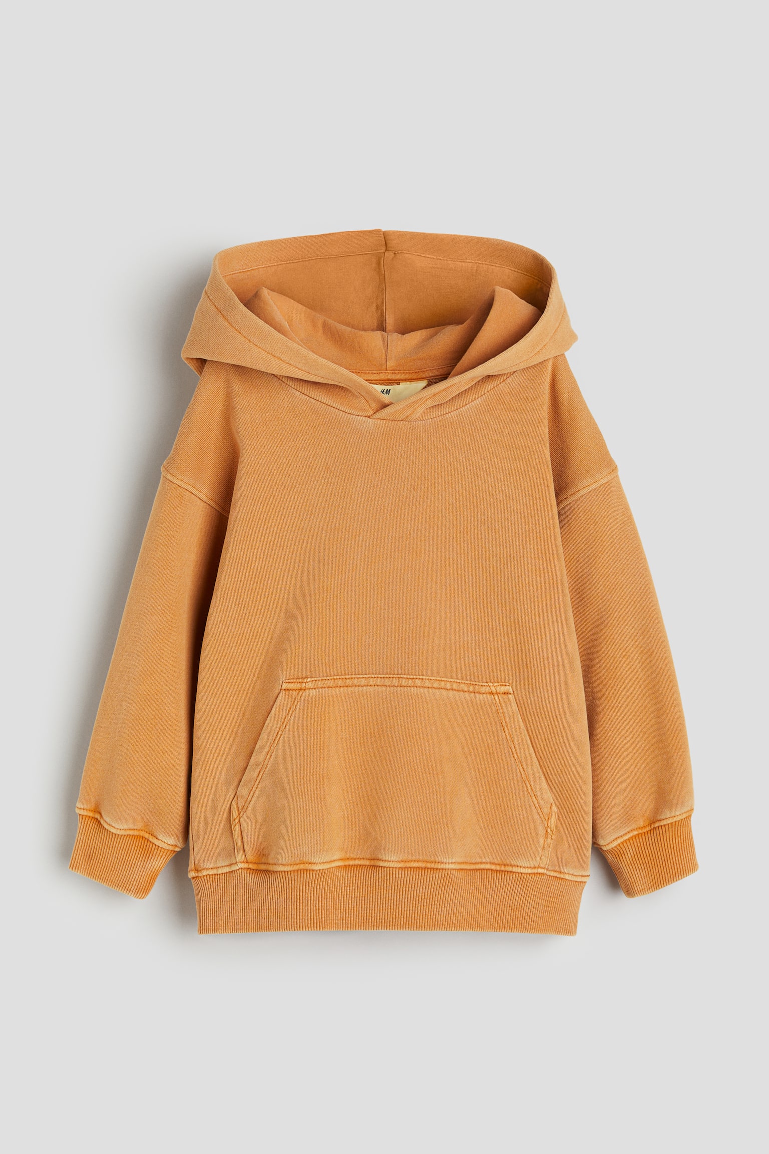 Washed-look printed hoodie - Light brown - 1