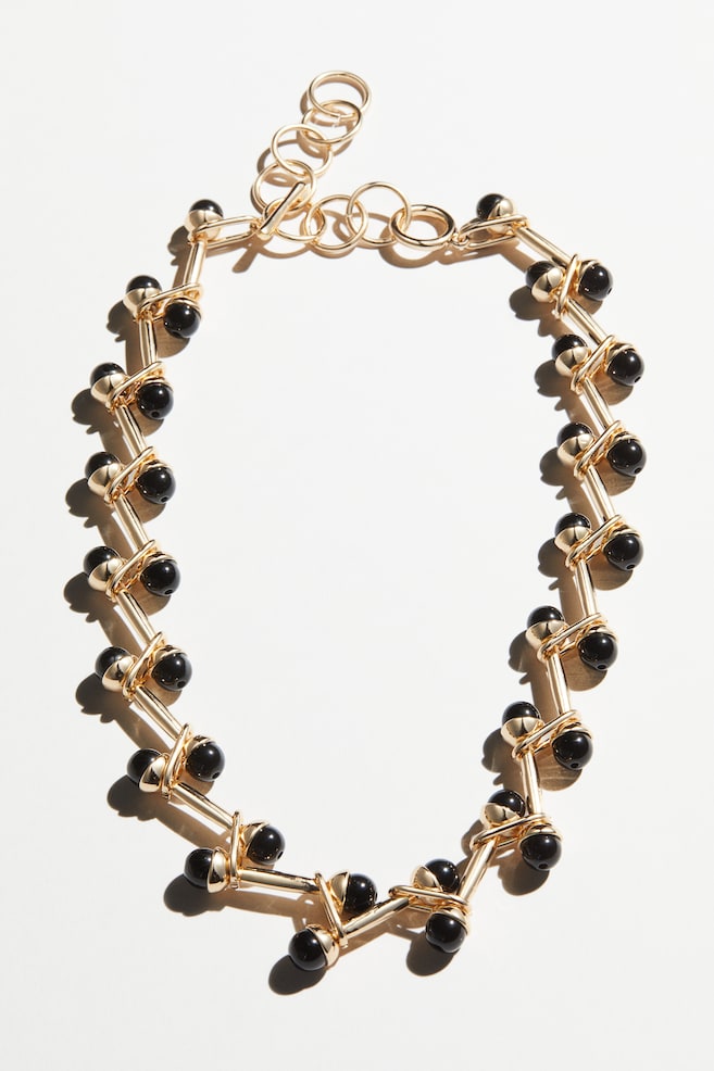 Halskette mit Perlen - Goldfarben/Schwarz - 1