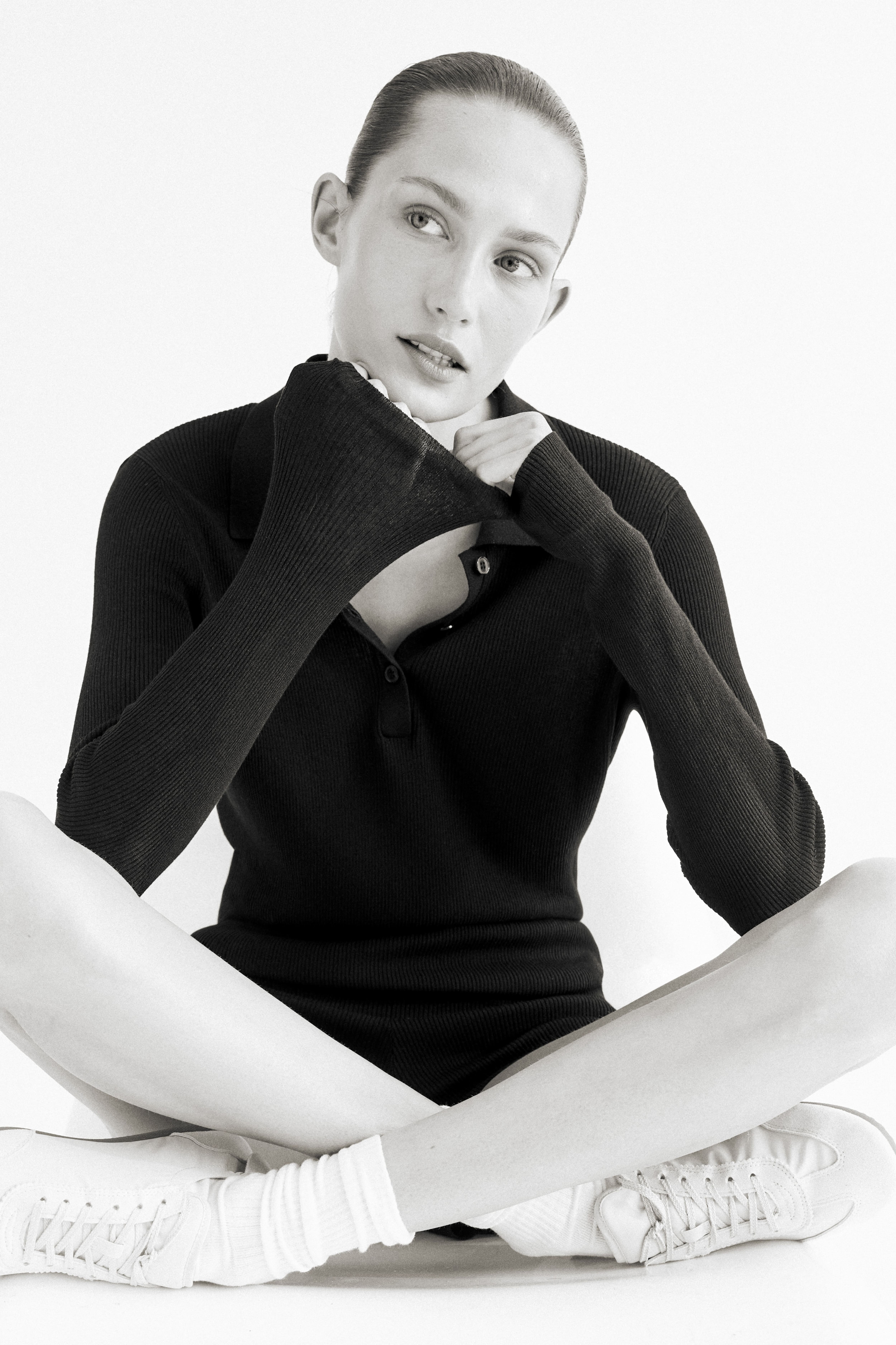 Rib-Knit Polo Shirt