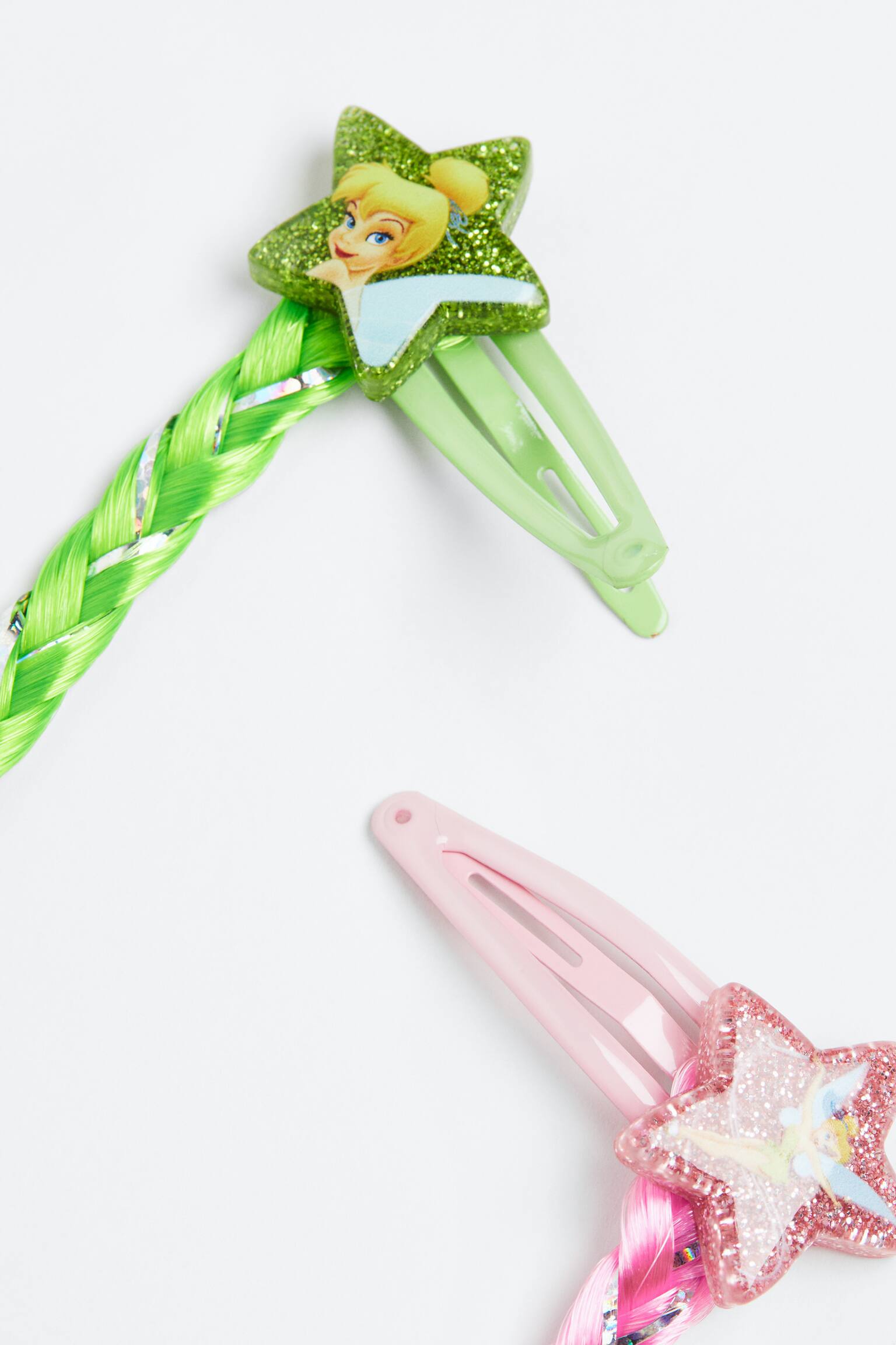 2-pack Print Design Hair Clips - Neon green/Tinker Bell - 2